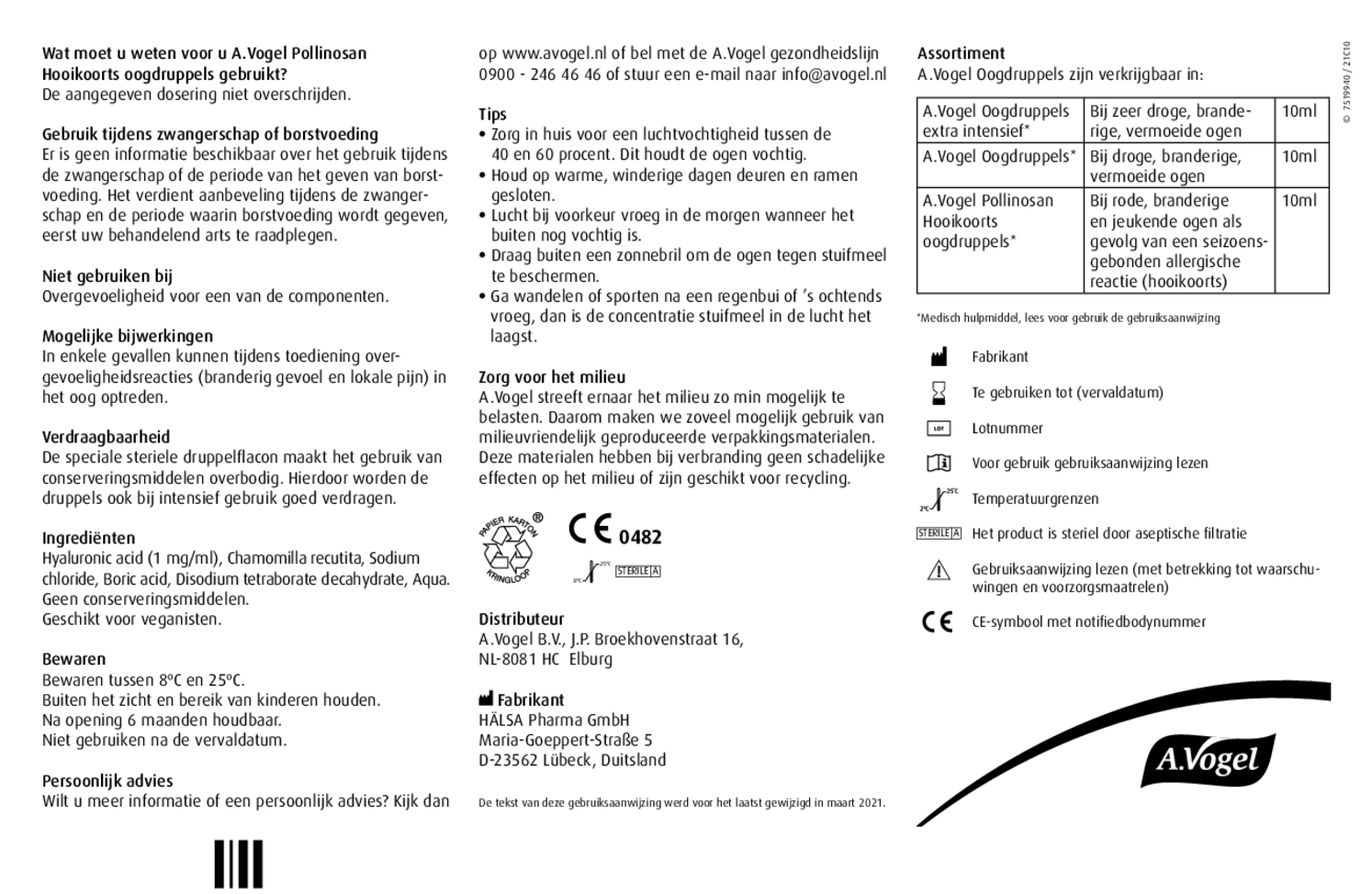 Pollinosan Hooikoorts Oogdruppels 10ML + Neusspray 20ML Combiverpakking - afbeelding van document #4, gebruiksaanwijzing